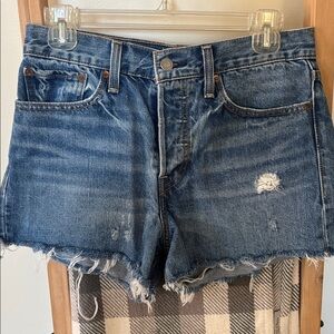 Levi's Blue Distressed Jean Shorts